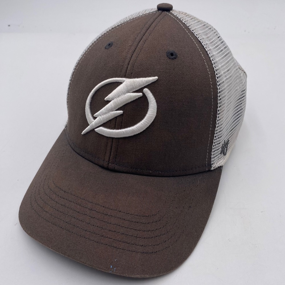 TAMPA BAY LIGHTNING '47 Brand Trucker Hat NHL OSFA Brown White Mesh Snapback Cap